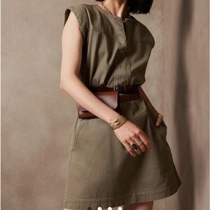 ✅✅Banana Republic Split Neck Mini Dress XL P lt. olive green